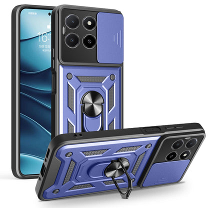Honor X5b Plus Sliding Camera Cover Magnetic Ring Stand Shockproof TPU + PC Protective Phone Case