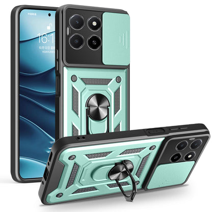 Honor X5b Plus Sliding Camera Cover Magnetic Ring Stand Shockproof TPU + PC Protective Phone Case