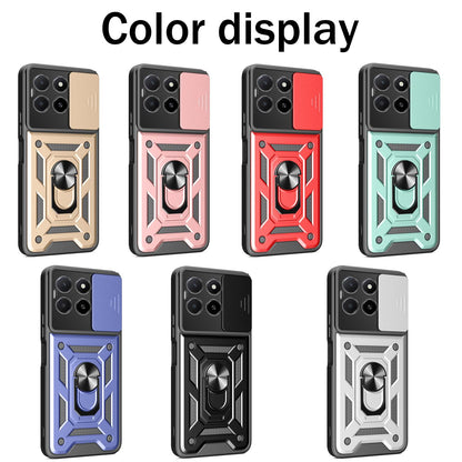 Honor X5b Plus Sliding Camera Cover Magnetic Ring Stand Shockproof TPU + PC Protective Phone Case