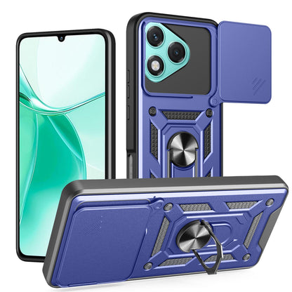 Honor 400 Lite Sliding Camera Cover Magnetic Ring Stand Shockproof TPU + PC Protective Phone Case