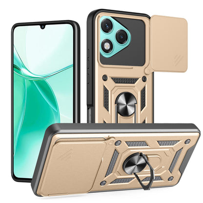 Honor 400 Lite Sliding Camera Cover Magnetic Ring Stand Shockproof TPU + PC Protective Phone Case