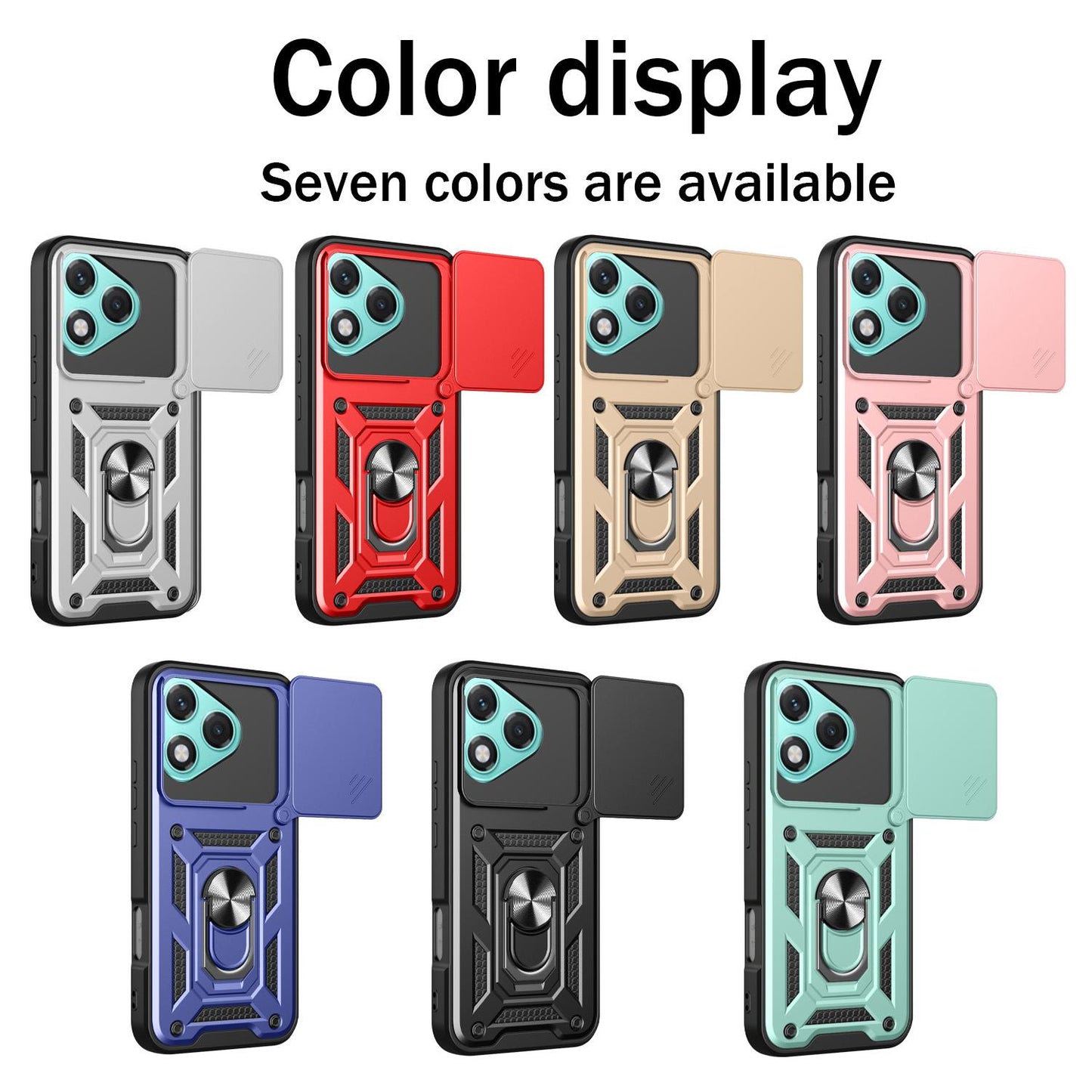 Honor 400 Lite Sliding Camera Cover Magnetic Ring Stand Shockproof TPU + PC Protective Phone Case