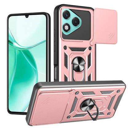 Honor 400 Lite Sliding Camera Cover Magnetic Ring Stand Shockproof TPU + PC Protective Phone Case
