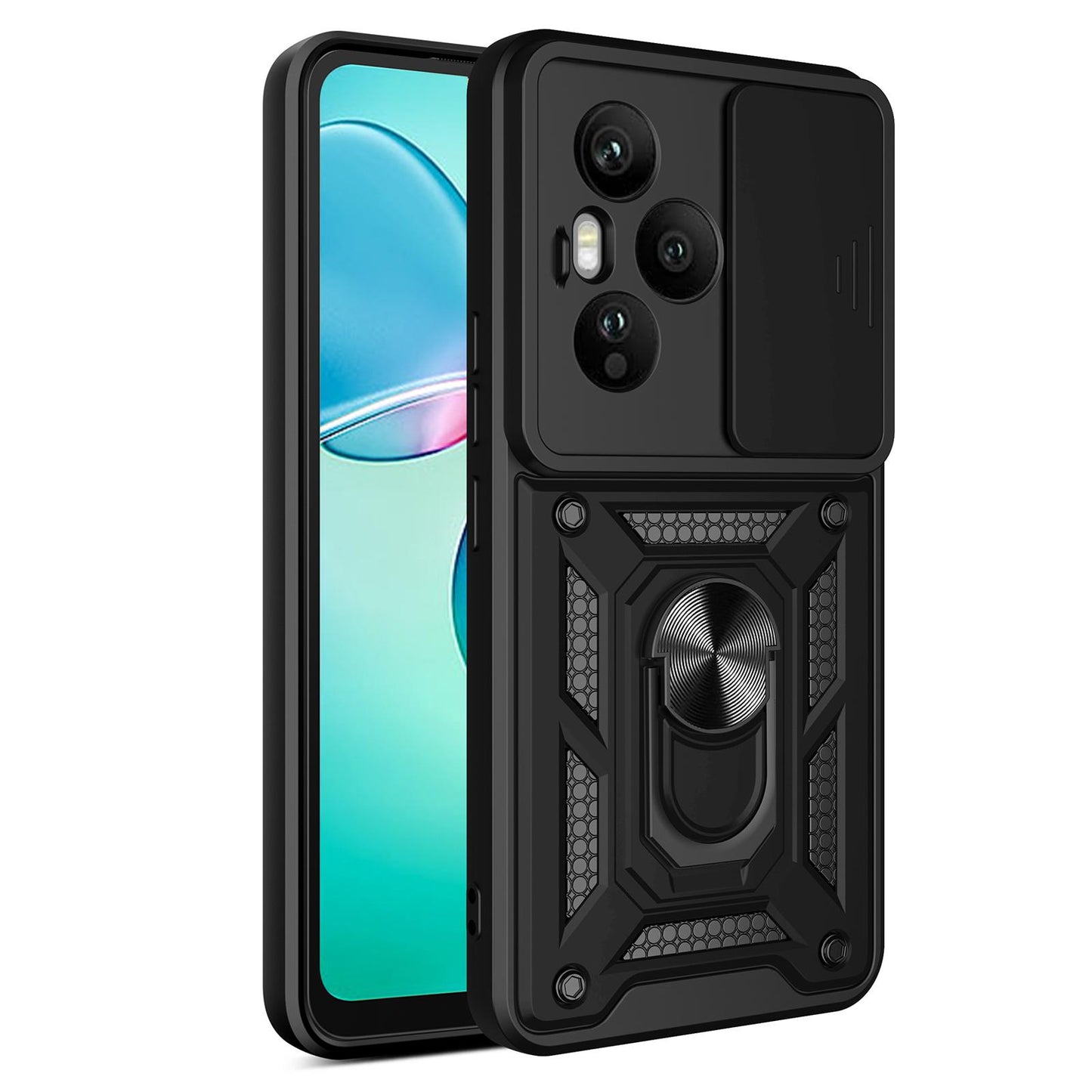 Honor 400 Pro 160.8mm Sliding Camera Cover Magnetic Ring Stand Shockproof TPU + PC Protective Phone Case