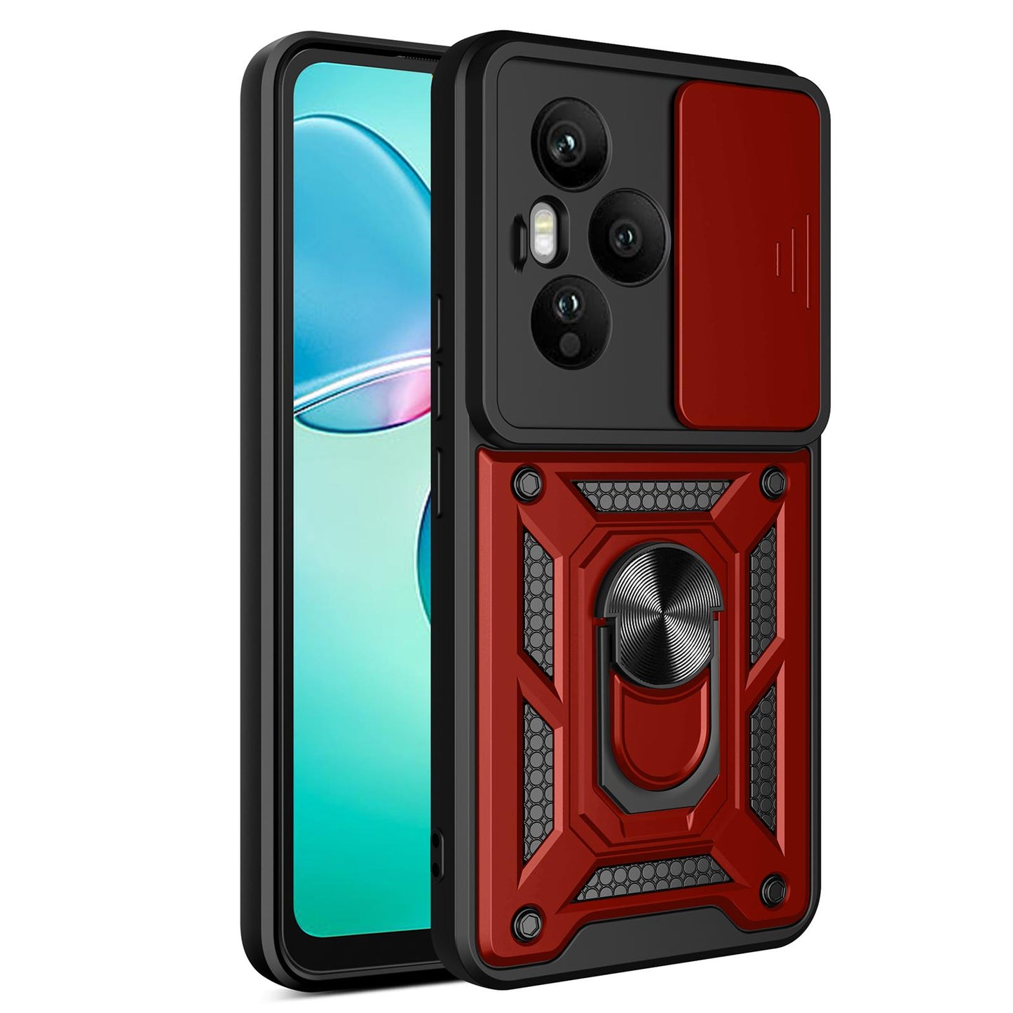 Honor 400 Pro 160.8mm Sliding Camera Cover Magnetic Ring Stand Shockproof TPU + PC Protective Phone Case