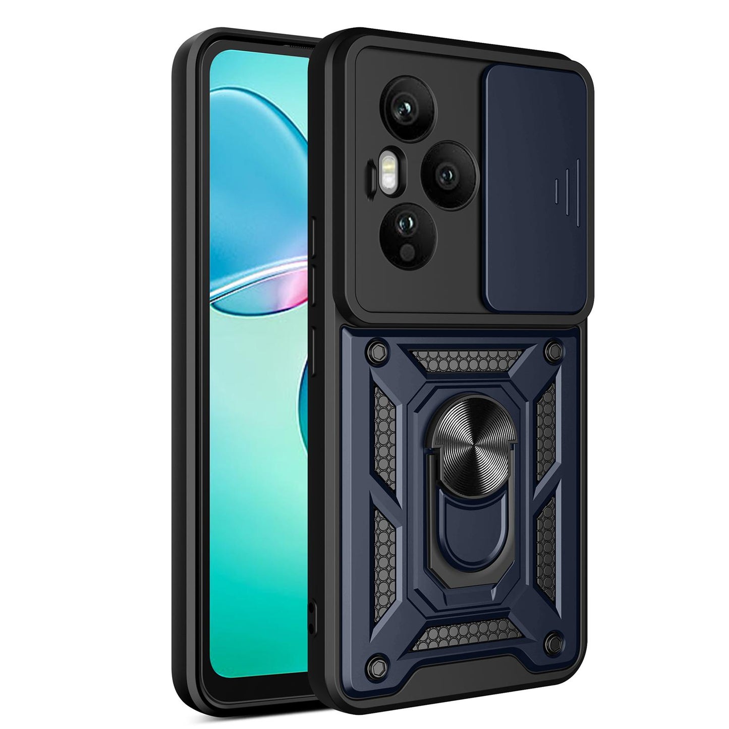 Honor 400 Pro 160.8mm Sliding Camera Cover Magnetic Ring Stand Shockproof TPU + PC Protective Phone Case