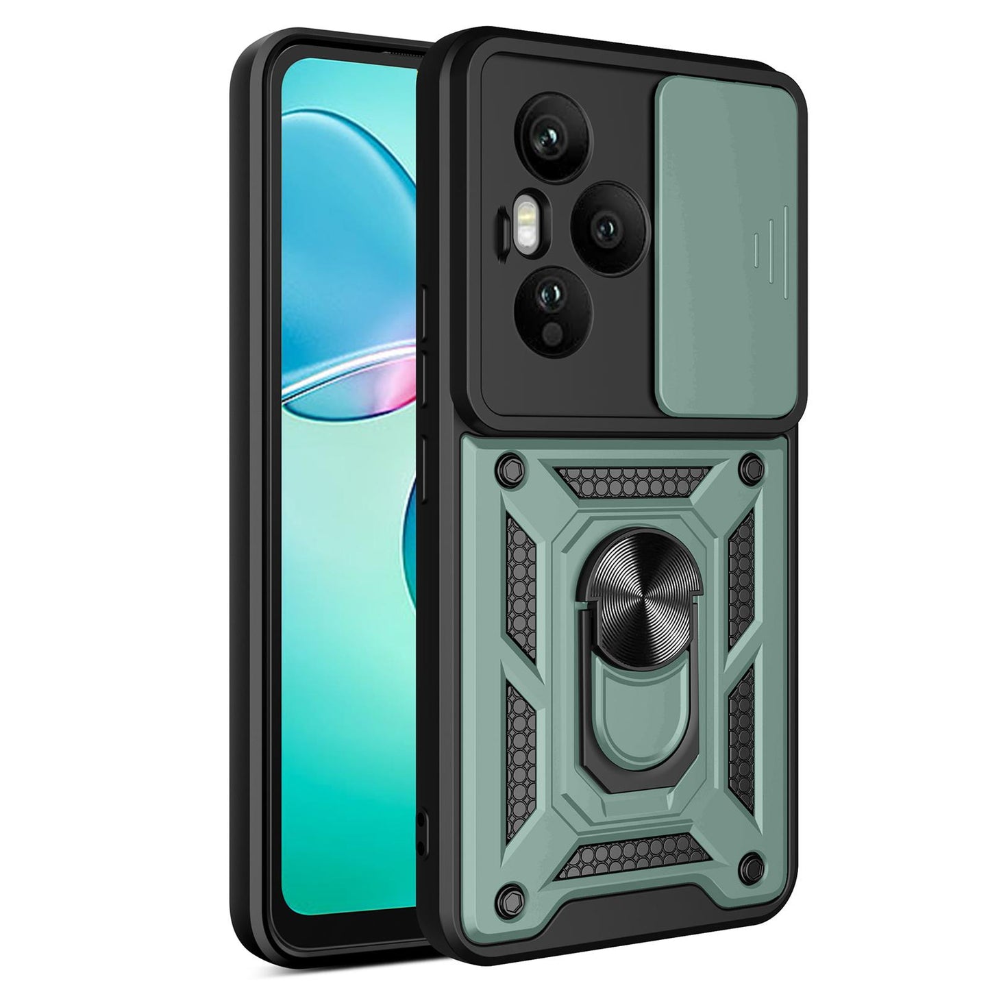 Honor 400 Pro 160.8mm Sliding Camera Cover Magnetic Ring Stand Shockproof TPU + PC Protective Phone Case