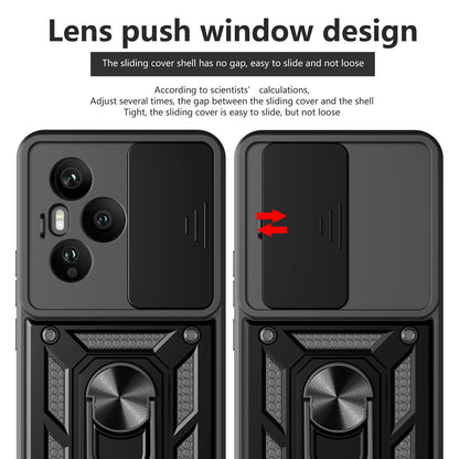 Honor 400 Pro 160.8mm Sliding Camera Cover Magnetic Ring Stand Shockproof TPU + PC Protective Phone Case