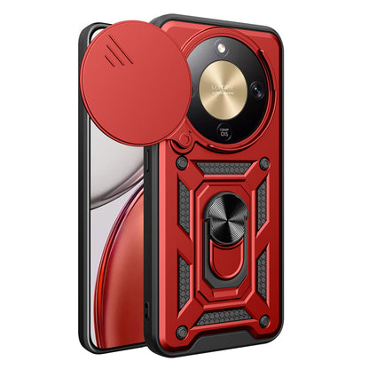 Honor X70 5G Sliding Camera Cover Magnetic Ring Stand Shockproof TPU + PC Protective Phone Case