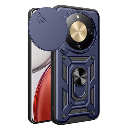 Honor X70 5G Sliding Camera Cover Magnetic Ring Stand Shockproof TPU + PC Protective Phone Case