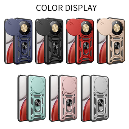 Honor X9d 5G Sliding Camera Cover Magnetic Ring Stand Shockproof TPU + PC Protective Phone Case