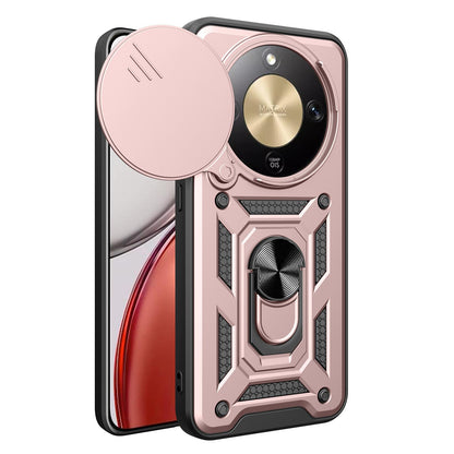 Honor X70 5G Sliding Camera Cover Magnetic Ring Stand Shockproof TPU + PC Protective Phone Case