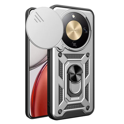 Honor X9d 5G Sliding Camera Cover Magnetic Ring Stand Shockproof TPU + PC Protective Phone Case