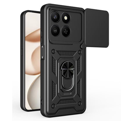 Honor 400 Smart 5G Sliding Camera Cover Magnetic Ring Stand Shockproof TPU + PC Protective Phone Case