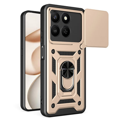 Honor 400 Smart 5G Sliding Camera Cover Magnetic Ring Stand Shockproof TPU + PC Protective Phone Case
