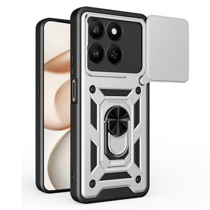 Honor 400 Smart 5G Sliding Camera Cover Magnetic Ring Stand Shockproof TPU + PC Protective Phone Case