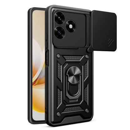 Honor X5c Plus Sliding Camera Cover Magnetic Ring Stand Shockproof TPU + PC Protective Phone Case