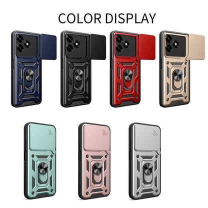 Honor X5c Plus Sliding Camera Cover Magnetic Ring Stand Shockproof TPU + PC Protective Phone Case