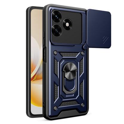 Honor Play10A 4G Sliding Camera Cover Magnetic Ring Stand Shockproof TPU + PC Protective Phone Case