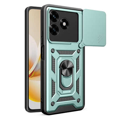 Honor X5c Plus Sliding Camera Cover Magnetic Ring Stand Shockproof TPU + PC Protective Phone Case
