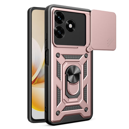 Honor X5c Plus Sliding Camera Cover Magnetic Ring Stand Shockproof TPU + PC Protective Phone Case