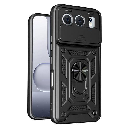 Honor 500 155.8mm Sliding Camera Cover Magnetic Ring Stand Shockproof TPU + PC Protective Phone Case