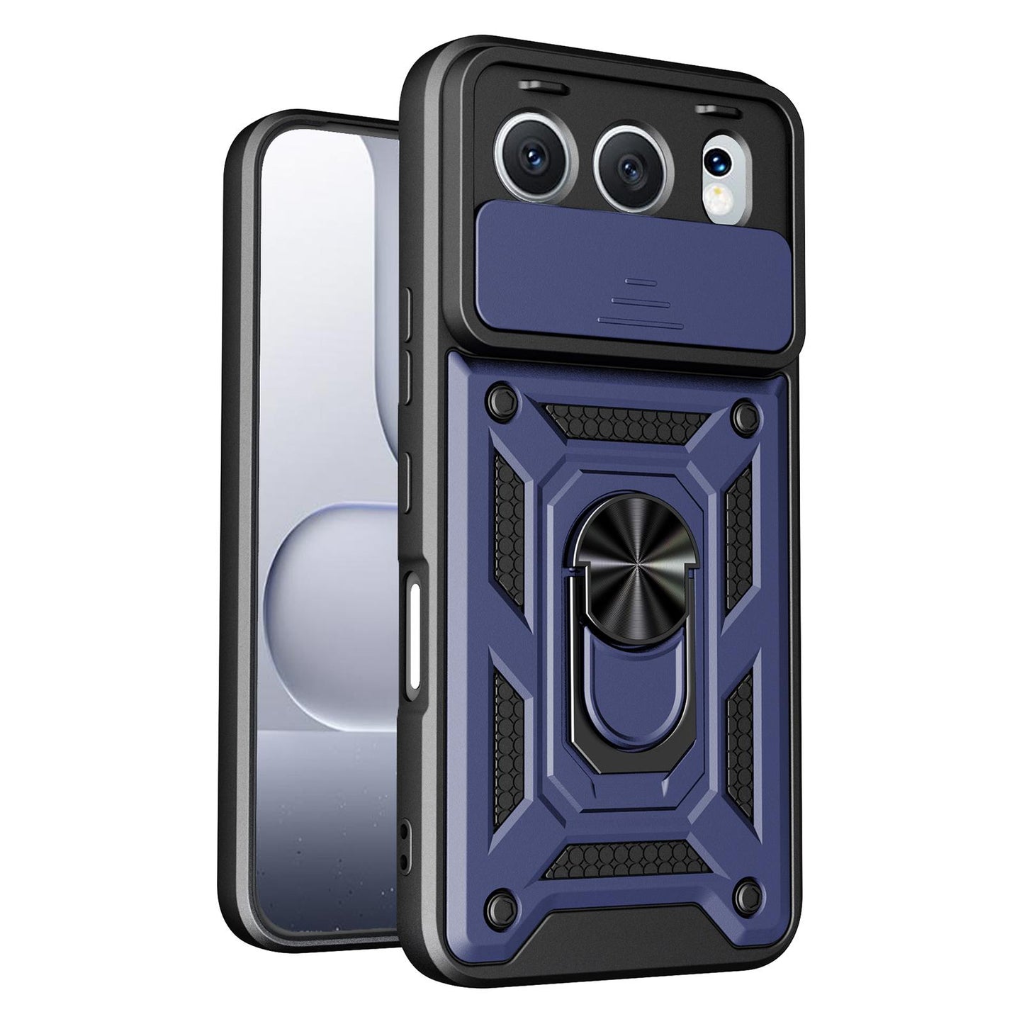 Honor 500 155.8mm Sliding Camera Cover Magnetic Ring Stand Shockproof TPU + PC Protective Phone Case