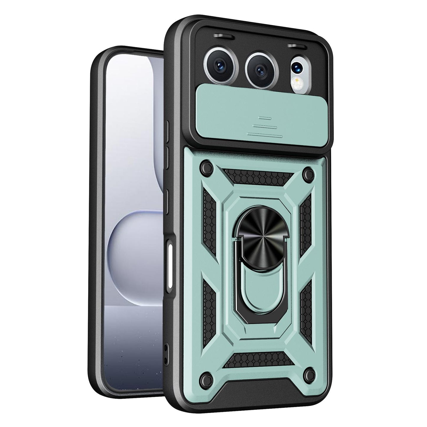 Honor 500 155.8mm Sliding Camera Cover Magnetic Ring Stand Shockproof TPU + PC Protective Phone Case