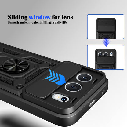 Honor 500 155.8mm Sliding Camera Cover Magnetic Ring Stand Shockproof TPU + PC Protective Phone Case