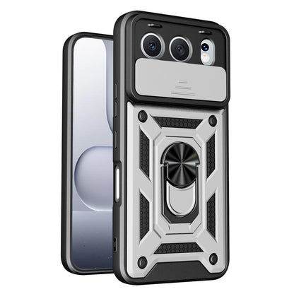 Honor 500 155.8mm Sliding Camera Cover Magnetic Ring Stand Shockproof TPU + PC Protective Phone Case