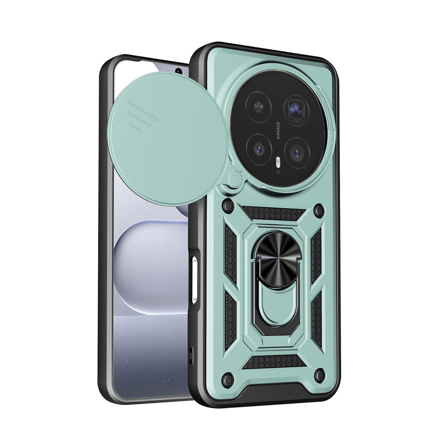 Honor Magic8 Pro 5G Sliding Camera Cover Magnetic Ring Stand Shockproof TPU + PC Protective Phone Case