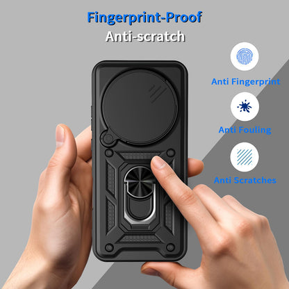 Honor Magic8 Pro 5G Sliding Camera Cover Magnetic Ring Stand Shockproof TPU + PC Protective Phone Case