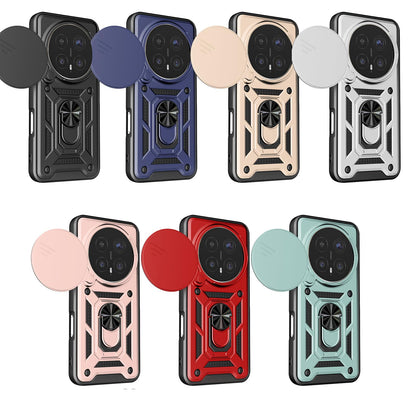 Honor Magic8 Pro 5G Sliding Camera Cover Magnetic Ring Stand Shockproof TPU + PC Protective Phone Case