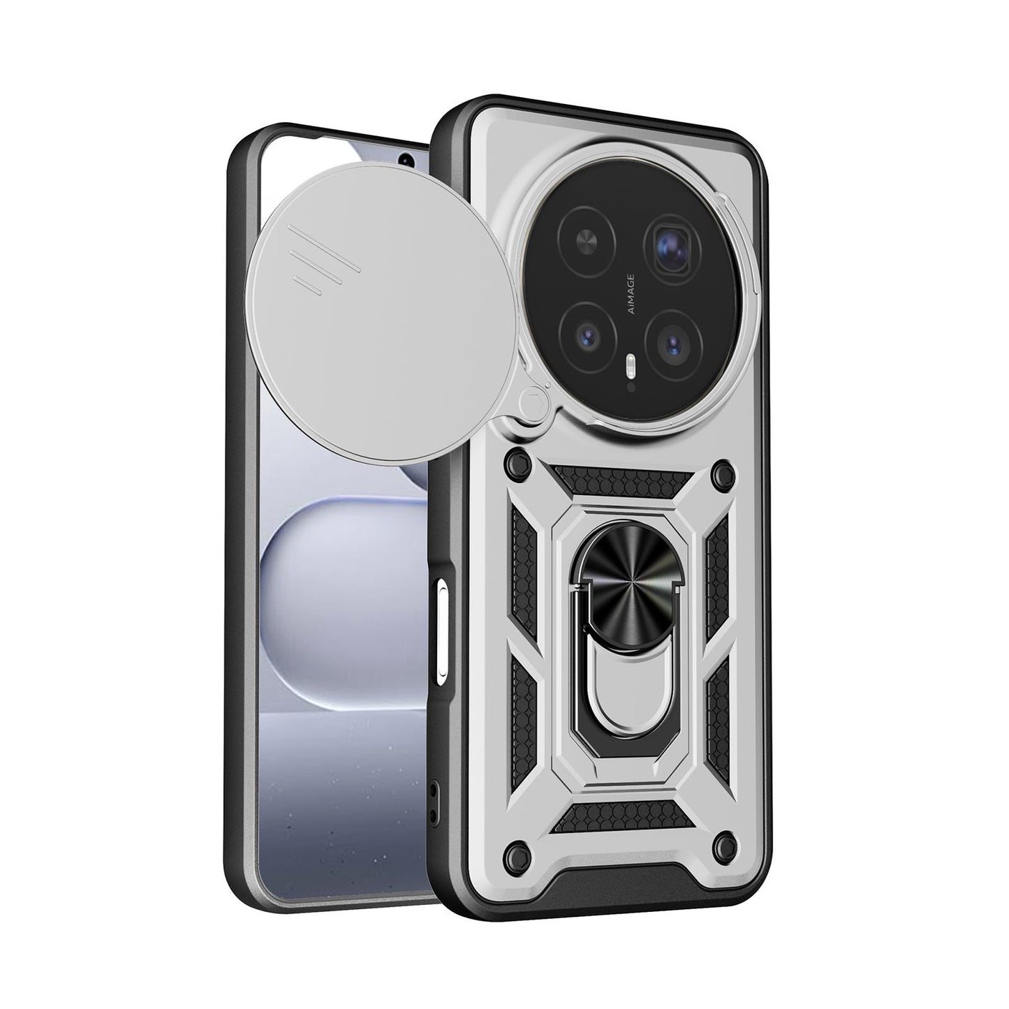 Honor Magic8 Pro 5G Sliding Camera Cover Magnetic Ring Stand Shockproof TPU + PC Protective Phone Case