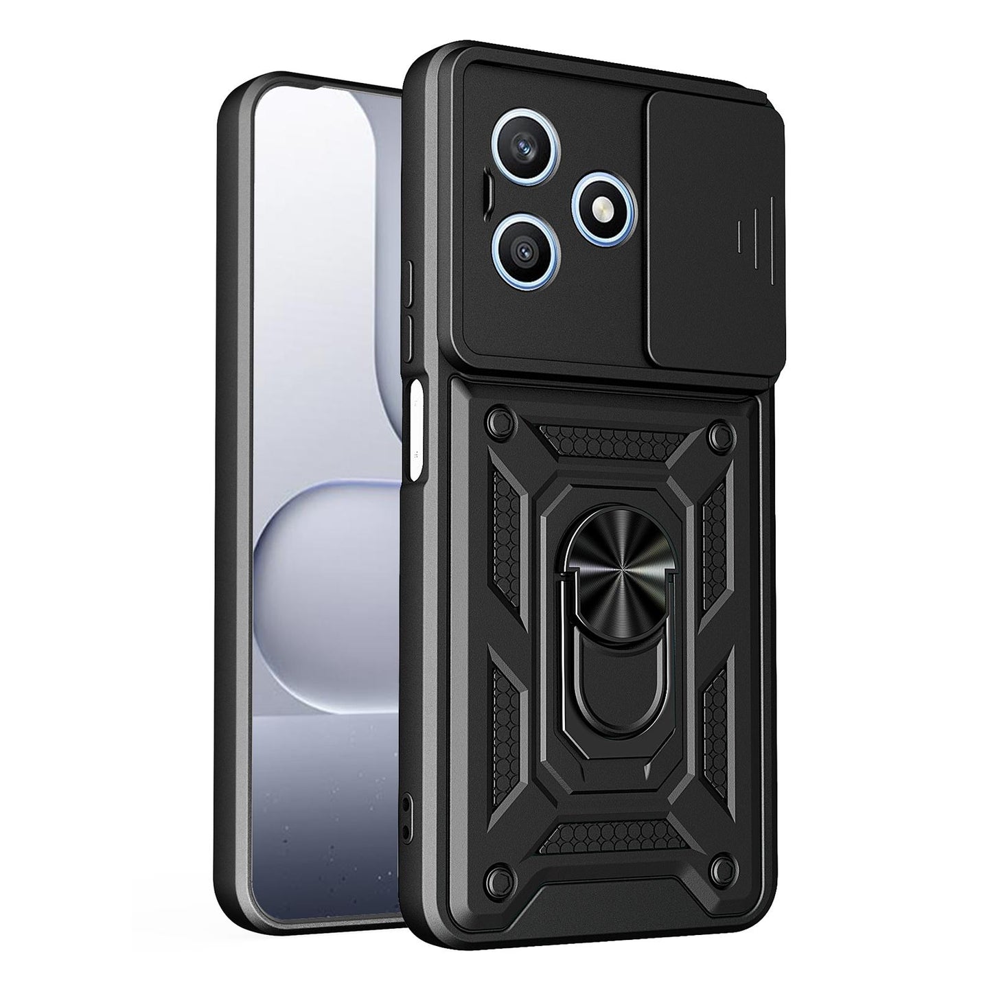 Honor X8d 4G Sliding Camera Cover Magnetic Ring Stand Shockproof TPU + PC Protective Phone Case