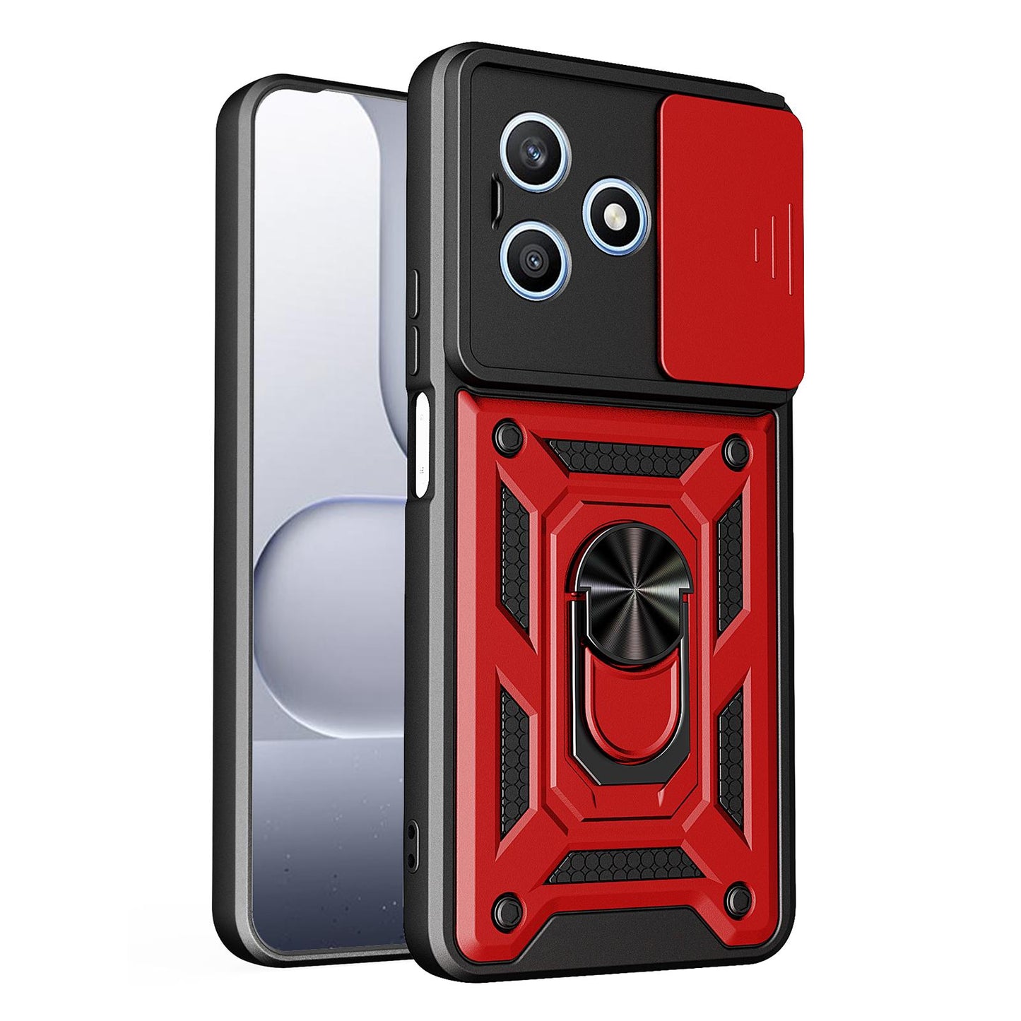 Honor X8d 4G Sliding Camera Cover Magnetic Ring Stand Shockproof TPU + PC Protective Phone Case