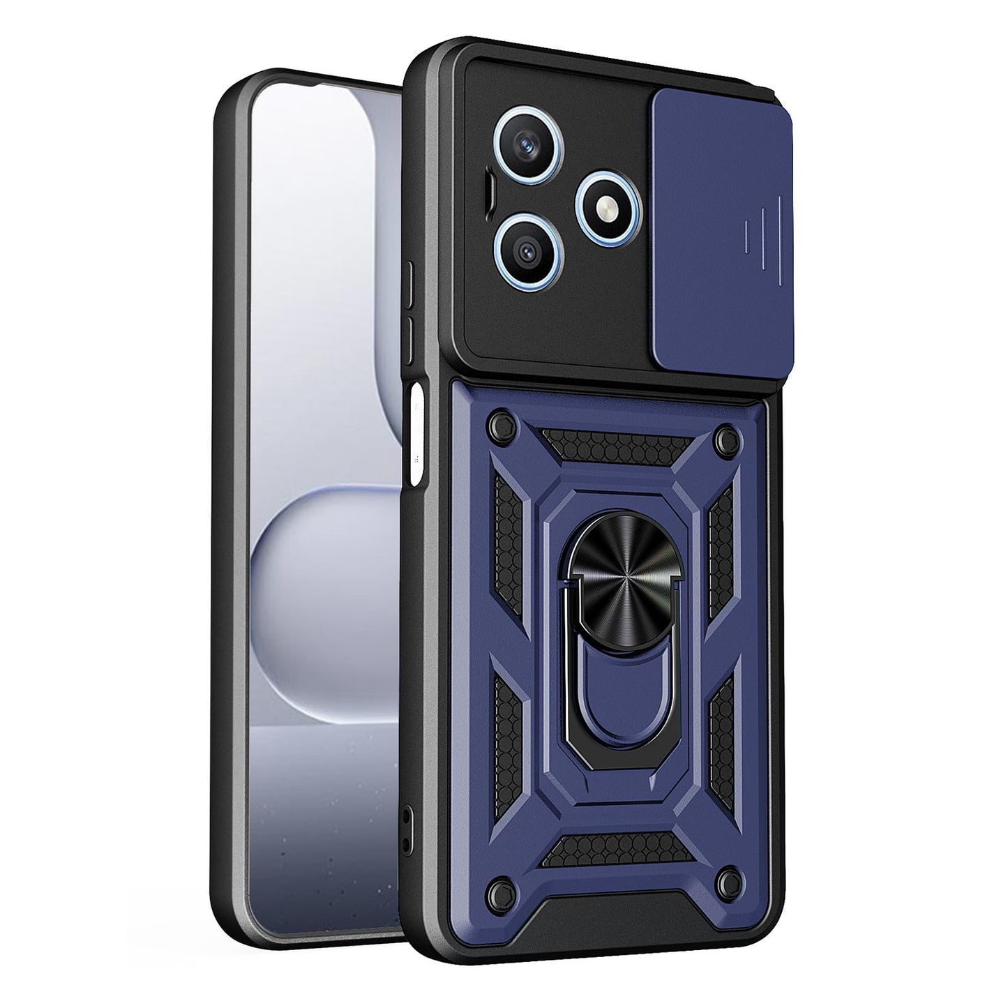 Honor X8d 4G Sliding Camera Cover Magnetic Ring Stand Shockproof TPU + PC Protective Phone Case