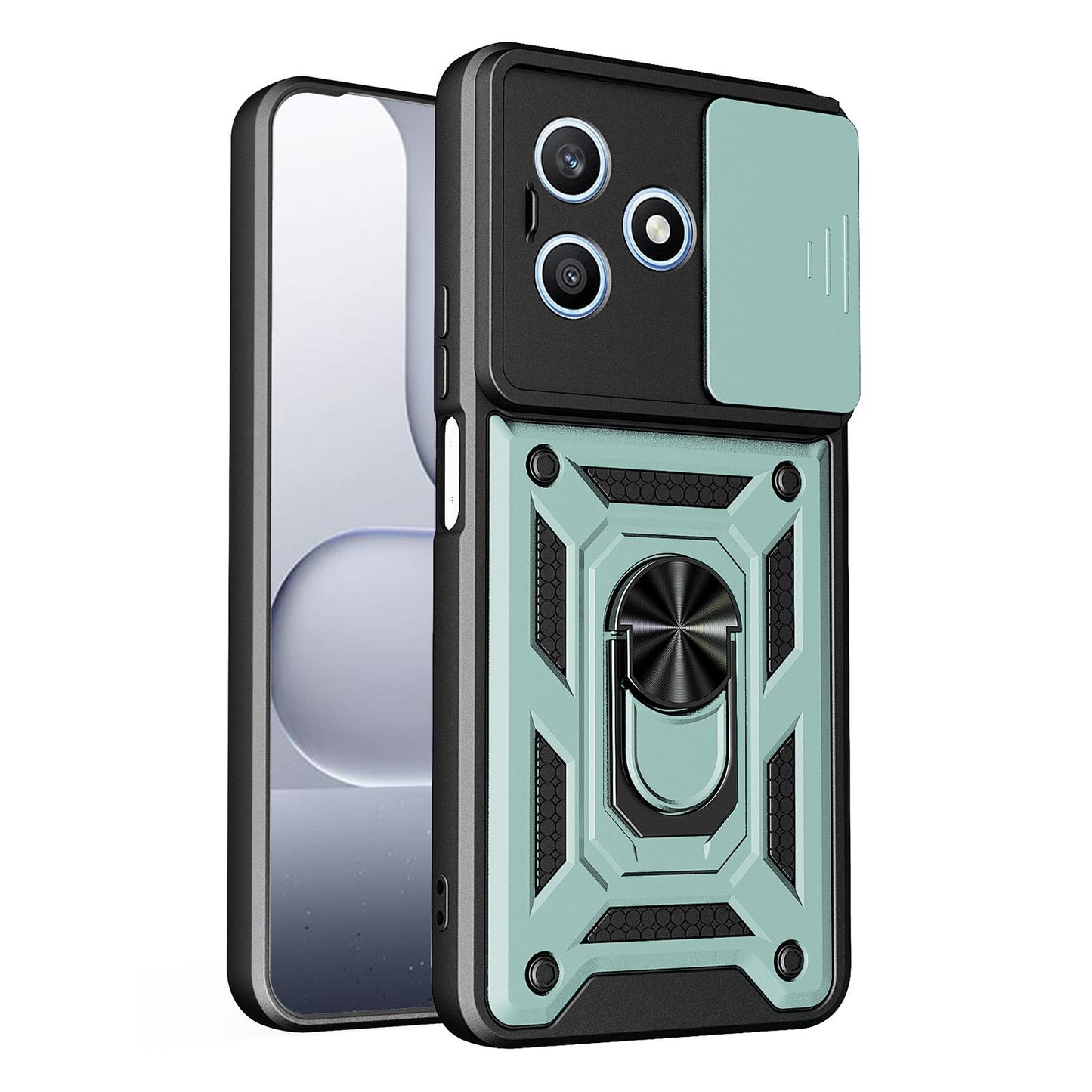 Honor X8d 4G Sliding Camera Cover Magnetic Ring Stand Shockproof TPU + PC Protective Phone Case