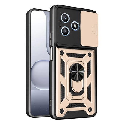 Honor X8d 4G Sliding Camera Cover Magnetic Ring Stand Shockproof TPU + PC Protective Phone Case