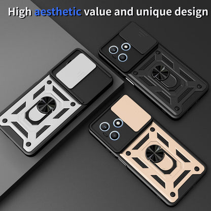 Honor X8d 4G Sliding Camera Cover Magnetic Ring Stand Shockproof TPU + PC Protective Phone Case
