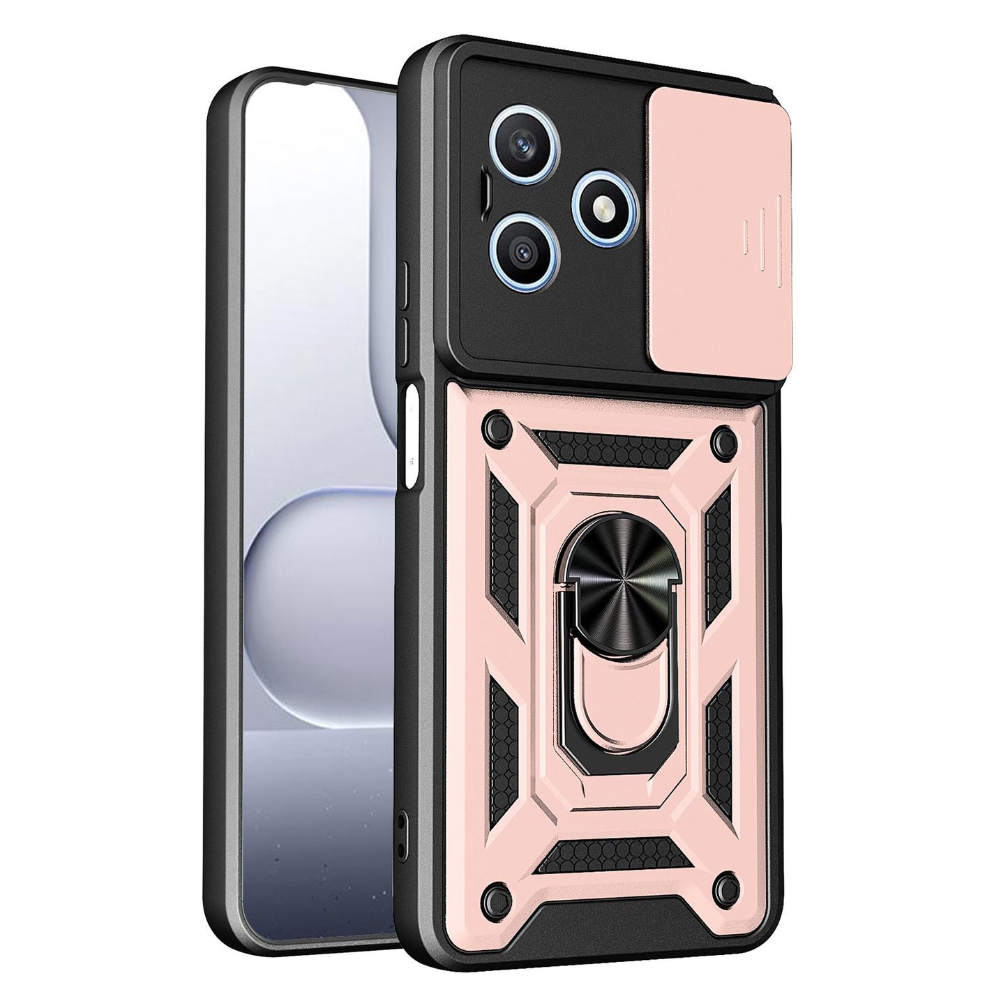 Honor X8d 4G Sliding Camera Cover Magnetic Ring Stand Shockproof TPU + PC Protective Phone Case