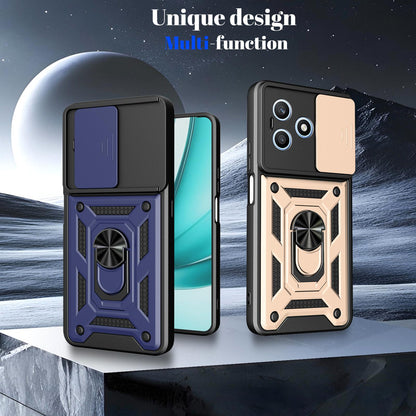 Honor X8d 4G Sliding Camera Cover Magnetic Ring Stand Shockproof TPU + PC Protective Phone Case