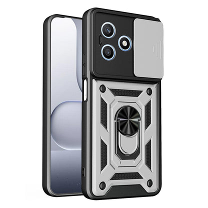 Honor X8d 4G Sliding Camera Cover Magnetic Ring Stand Shockproof TPU + PC Protective Phone Case