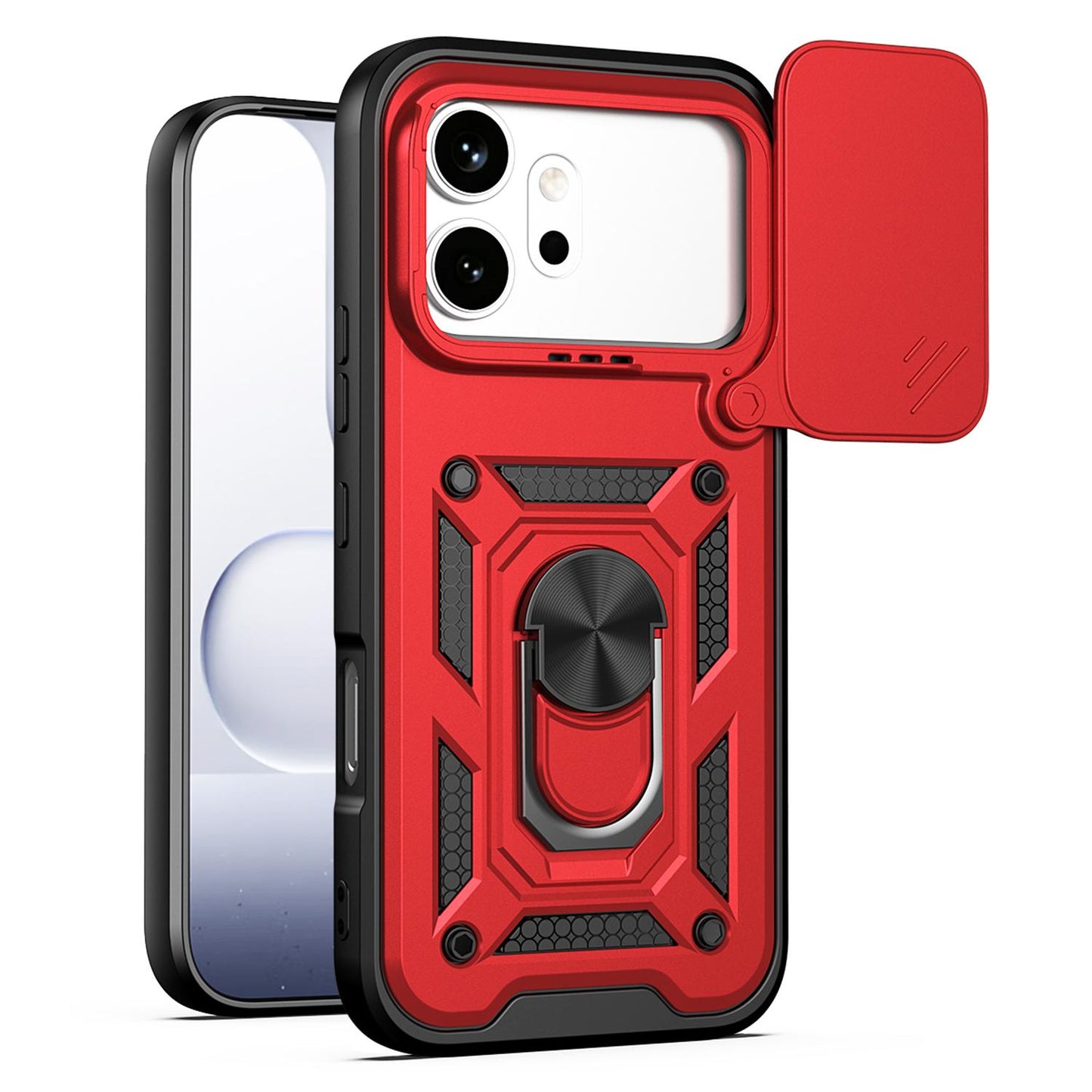 Honor 600 Pro 5G Sliding Camera Cover Magnetic Ring Stand Shockproof TPU + PC Protective Phone Case