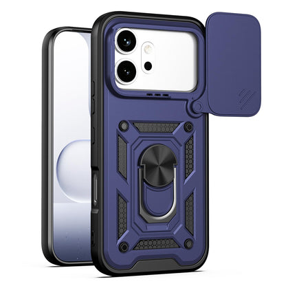 Honor 600 Sliding Camera Cover Magnetic Ring Stand Shockproof TPU + PC Protective Phone Case