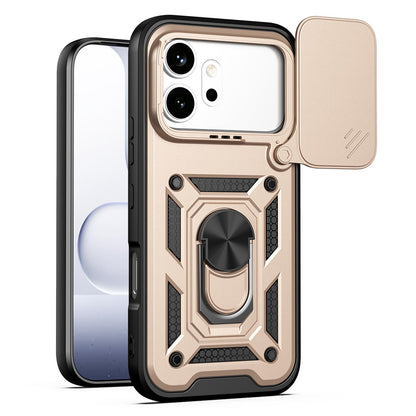 Honor 600 Sliding Camera Cover Magnetic Ring Stand Shockproof TPU + PC Protective Phone Case