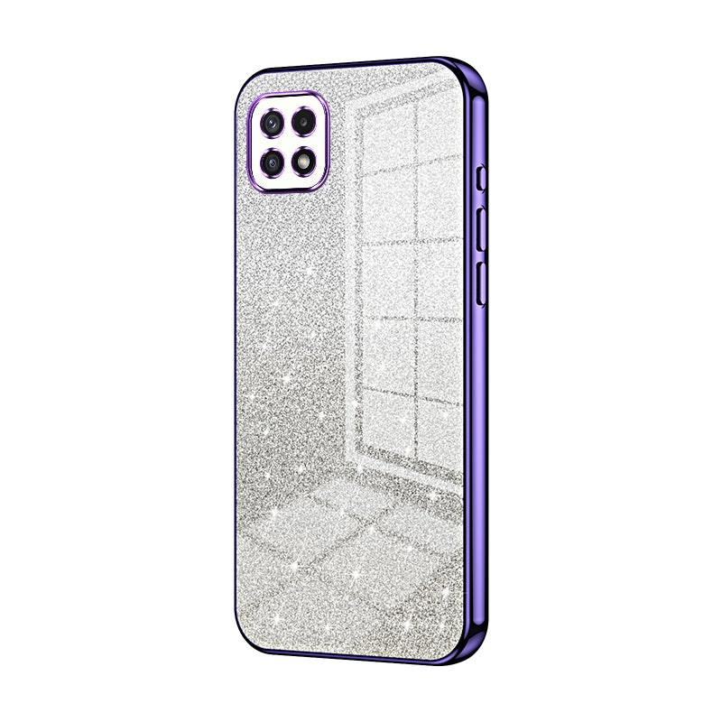 Samsung Galaxy A22s Glitter Powder Electroplated Gradient Phone Case – Fashionable & Luxurious with Anti-Fingerprint Coating, Shock-Absorption, and Lens Protection