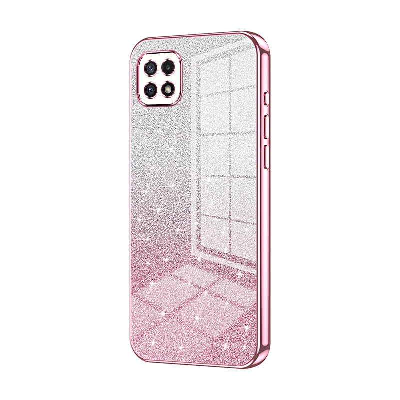 Samsung Galaxy A22 5G Glitter Powder Electroplated Gradient Phone Case – Fashionable & Luxurious with Anti-Fingerprint Coating, Shock-Absorption, and Lens Protection
