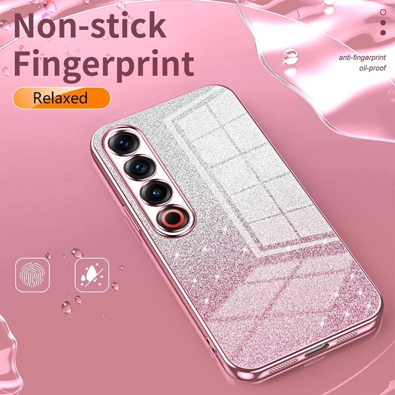 Meizu 18 Pro Glitter Powder Electroplated Gradient Phone Case – Fashionable & Luxurious with Anti-Fingerprint Coating, Shock-Absorption, and Lens Protection