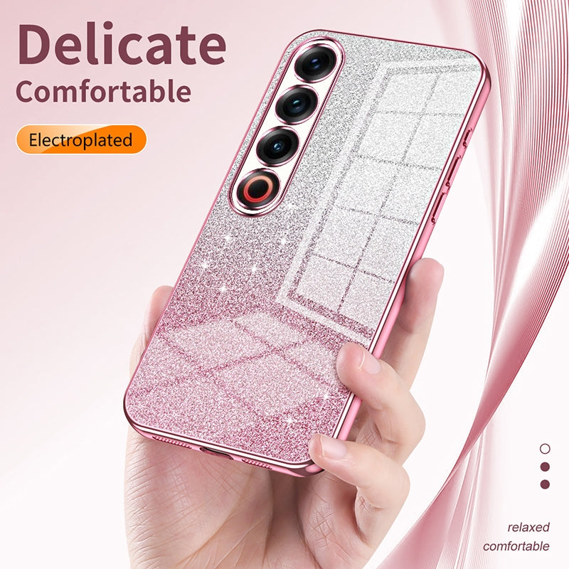 Meizu 18s Pro Glitter Powder Electroplated Gradient Phone Case – Fashionable & Luxurious with Anti-Fingerprint Coating, Shock-Absorption, and Lens Protection